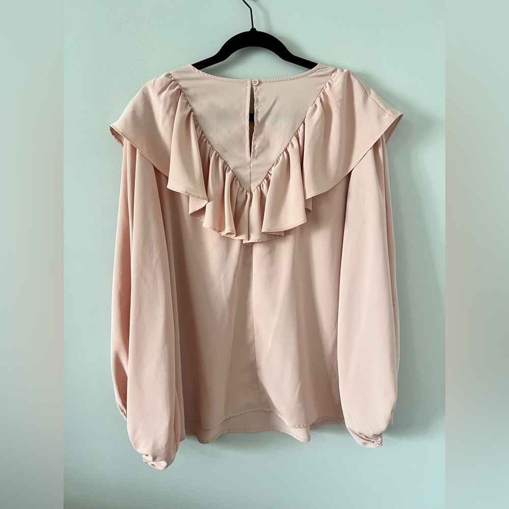 Elegant Peach Ruffle Blouse - Picture 3 of 5